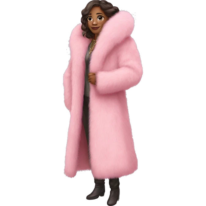 Long Pink fur coat emoji