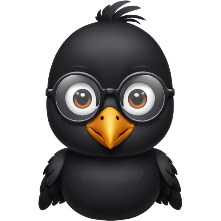 A minimalistic cute black bird with glasses emoji