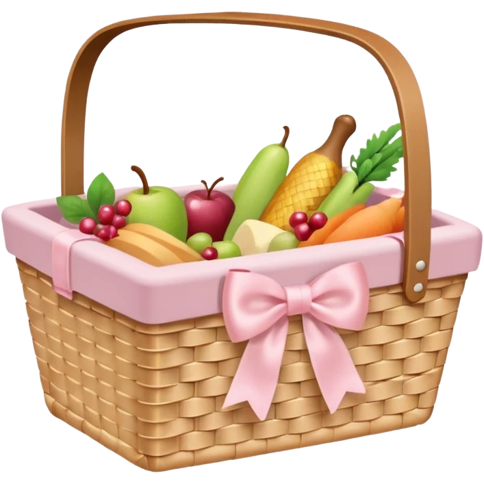 White Picnic basket with light pink bow emoji