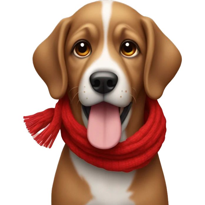 Hond met stok rode sjaal emoji