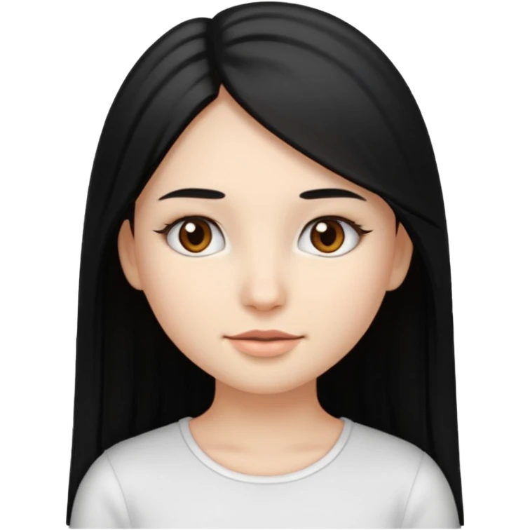 make a girl emoji with straight long black hair and blonde highlights and brown eyes with pretty eyelashes wearing a white top emoji