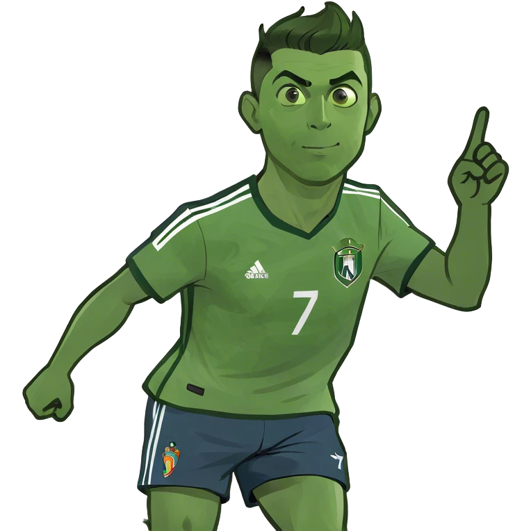 Cristiano Ronaldo at a soccer field, hitting the Suiiii￼ emoji