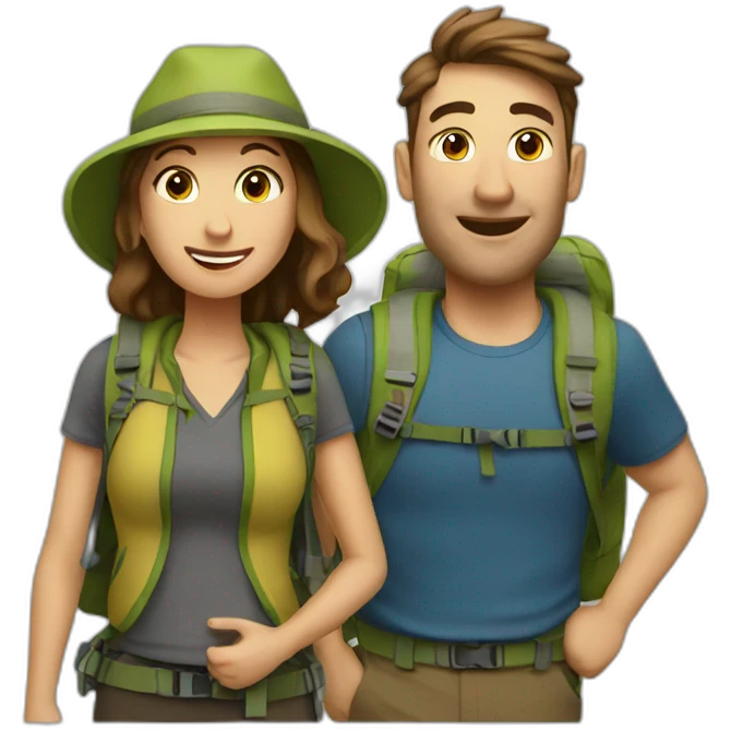 couple trekking emoji