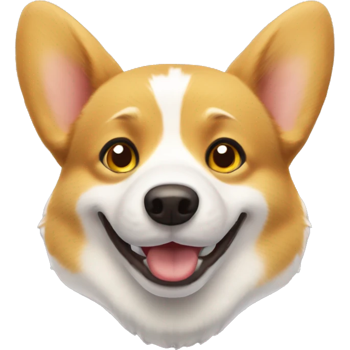 A yellow and white corgi that likes to smile and has brown eyes. Has no tail. emoji