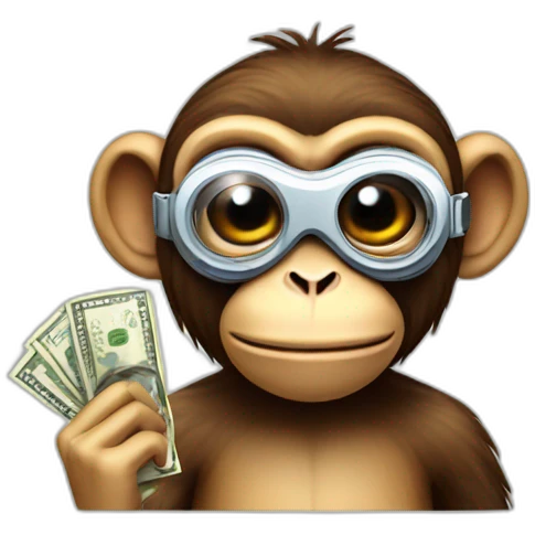 monkey with goggles and money emoji