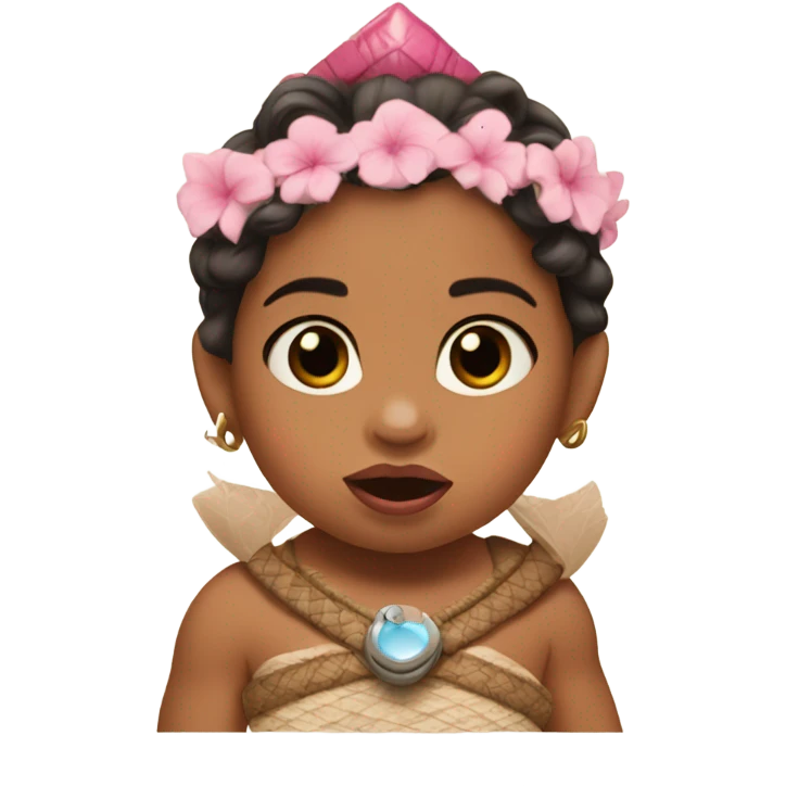 baby princess moana from the Disney movie with a pink pacifier in her mouth emoji