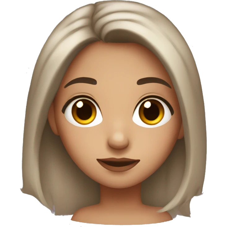 girl with dark brown hair and to red streaks in her hair, brown eyes and long eyelashes  emoji