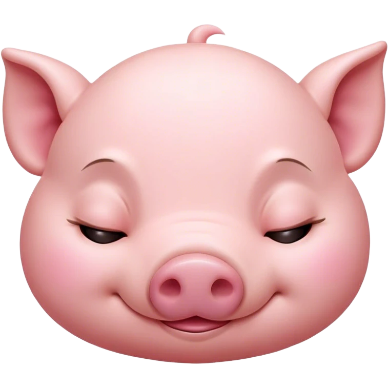 Meme-Worthy Cute Sleeping Piglet Portrait Emoji, Head resting peacefully with a contented smile, showcasing a delightfully tiny build and a luxuriously soft rosy-pink hide, eyes shut in a serene, restful nap, Simplified yet hilariously adorable features, highly detailed, glowing with a soft, drowsy light, high shine, relaxed and utterly lovable, stylized with an air of playful laziness, bright and heartwarming, soft glowing outline, capturing the essence of a comically sleepy piglet, so meme-worthy it feels like it could instantly become the next viral sensation of adorable slumber! emoji