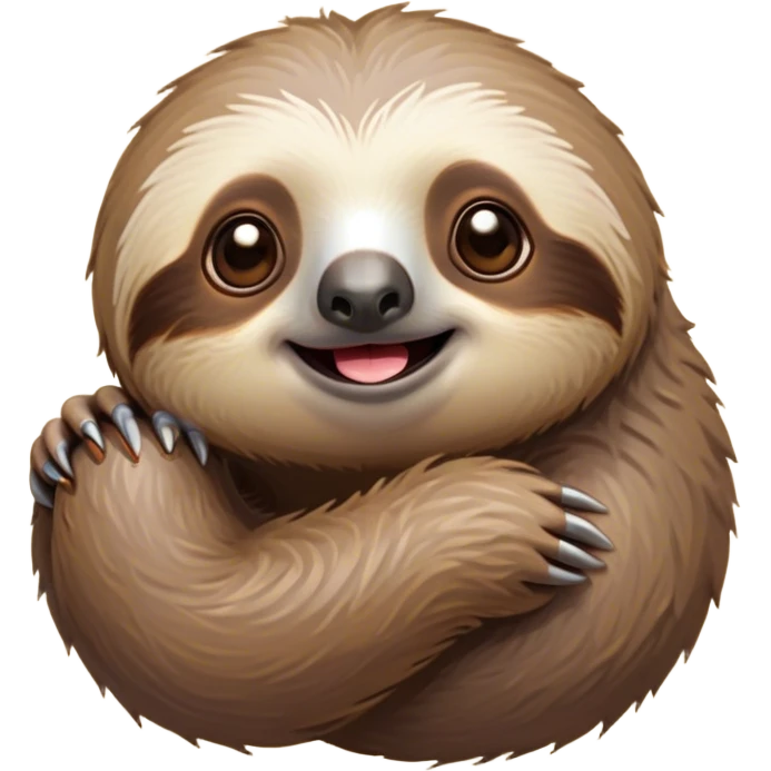 Cinematic Cute Sloth Portrait Emoji, Head tilted playfully and inquisitively, with a delightfully relaxed expression accented by a soft, fuzzy Fur and round, sparkling eyes filled with charm, Simplified yet irresistibly adorable features, highly detailed, glowing with a warm, gentle glow, high shine, affectionate and laid-back, stylized with a touch of whimsical laziness, bright and endearing, soft glowing outline, capturing the essence of a mischievous yet loving sloth that seems as if it could slowly dangle out of the screen into your arms! emoji