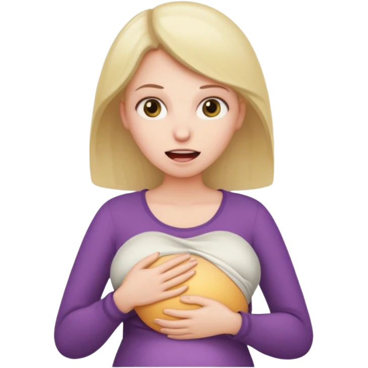 Hungry woman holding stomach because she is hungry emoji
