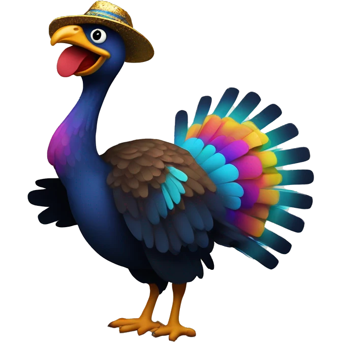 disco turkey: A turkey silhouette doing a dance move like the "finger pointing upward" disco move, with a retro headband and exaggerated features to keep it playful but bold enough to work as an emoji. emoji