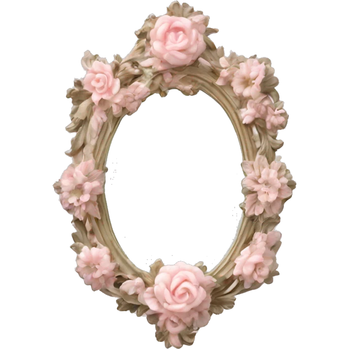 vintage rococo light pink dainty floral mirror emoji