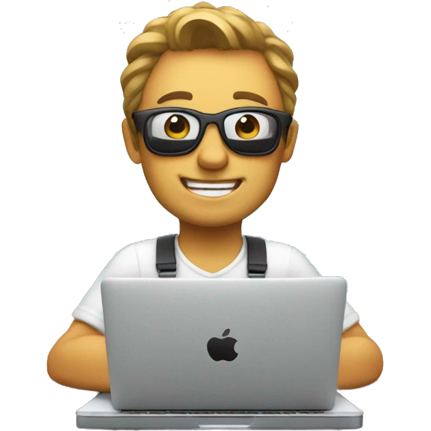 Switzerland developer working on a macbook on vacation emoji