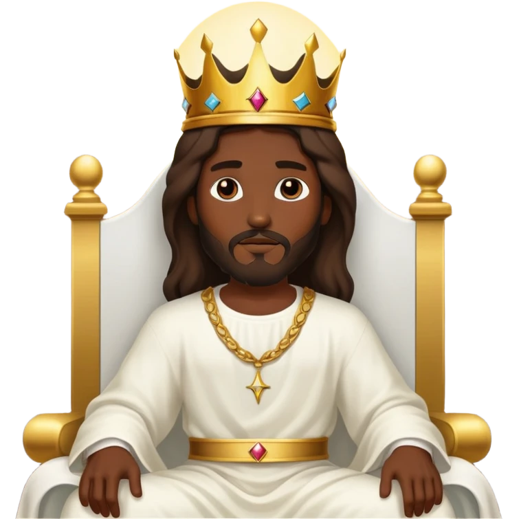 Dark skin Jesus on heavens Throne with just a Gold crown no jewelry  emoji
