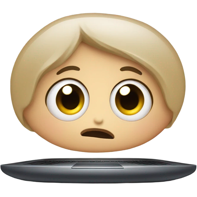 laptop with embarrassed face emoji