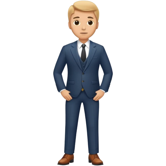 white man in suit and shoes, with hands on his hips emoji