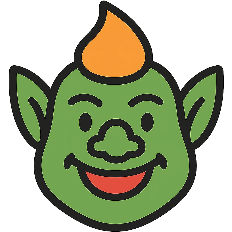troll kafa, icon style, playful expression, stylized features, easy to recognize emoji