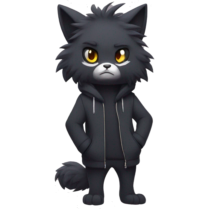 Dark Edgy Cool Shy Grumpy Fluffy FurSona Fakemon Full Body emoji