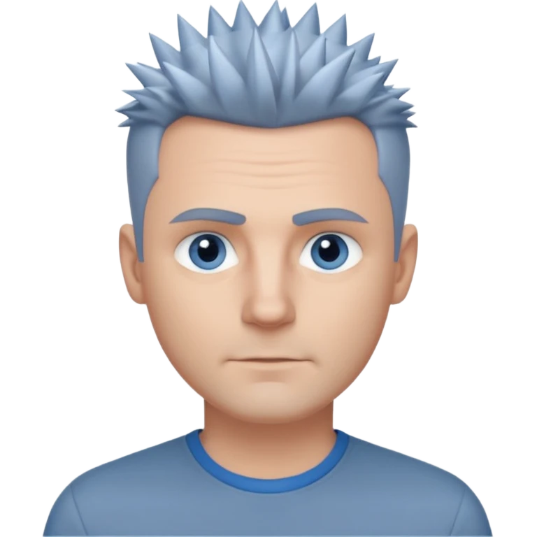 40 yr old white man short spike hair grey dress shirt blue eyes no smile emoji