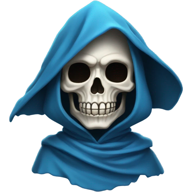 skeleton wearing blue cloak and hood emoji