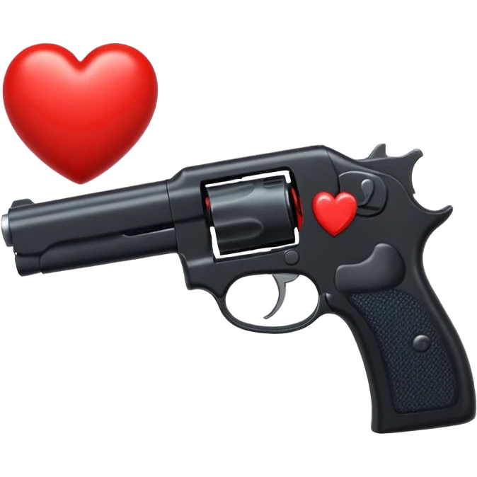 Black hand gun shooting a heart out of it emoji