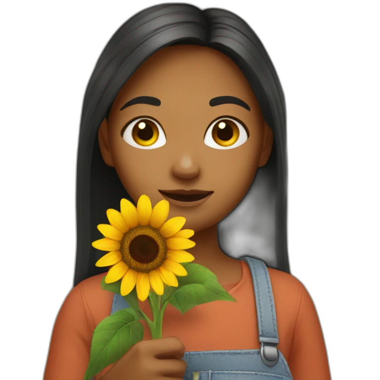 Girl holding sunflower emoji