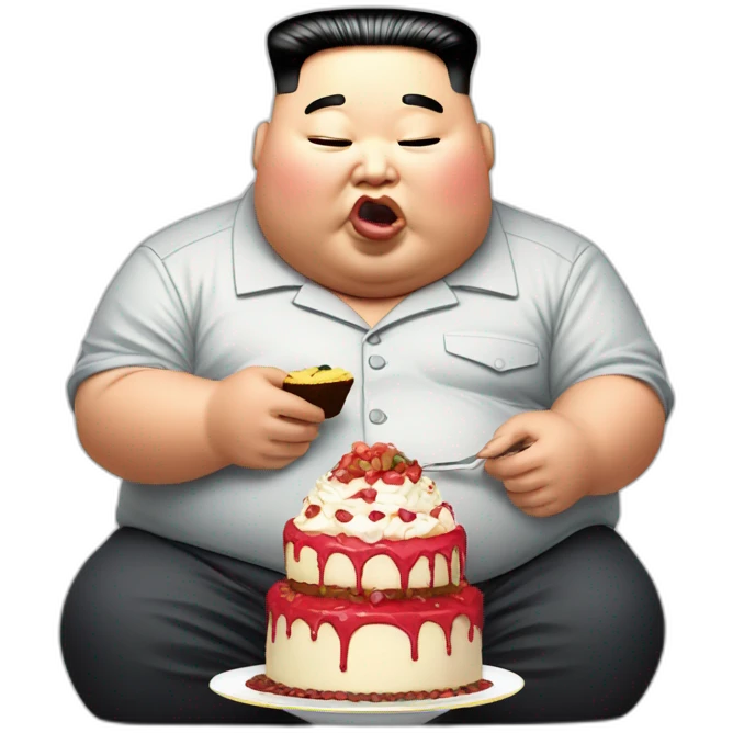 Kim jong un morbidly obese eating cake emoji