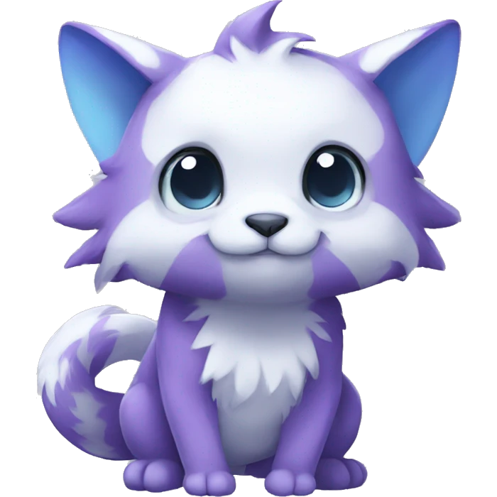 Cute cool purple white blue animal hybrid Fakemon full body emoji