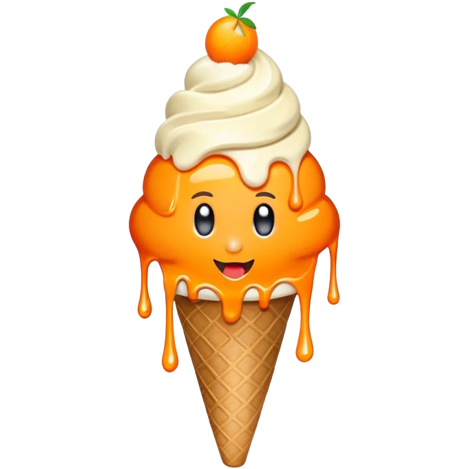 Poppi logo with an orange on the o and ice cream dripping off the i  emoji