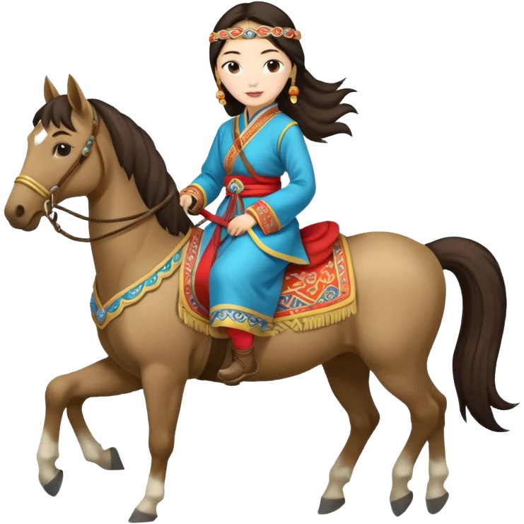 mongolian woman on horse full body emoji