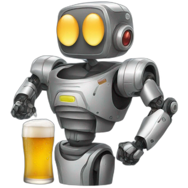 Robot drinking multiple beers emoji