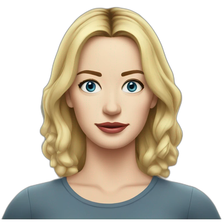 blonde Emily blunt serious cartoon wearing tee emoji