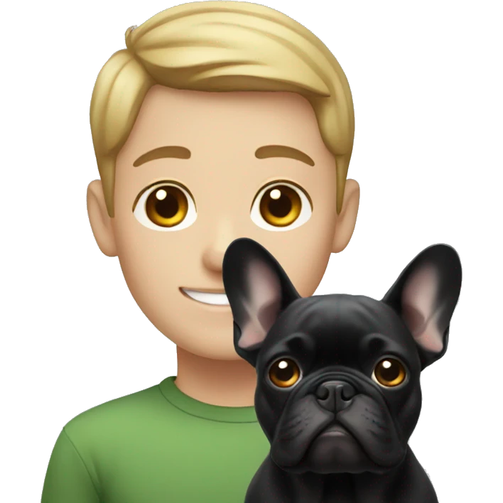 boy with black french bulldog emoji