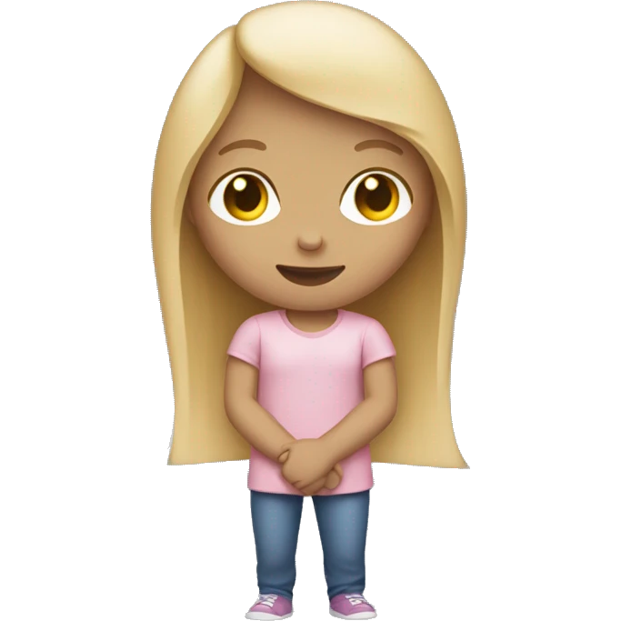 Girl with blonde straight hair sent heart in the arms emoji