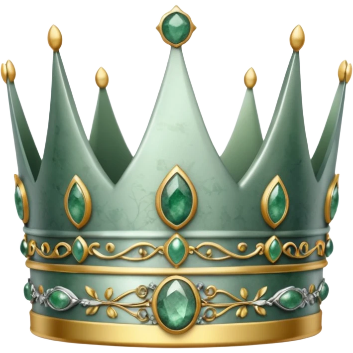silver feminine crown with moss agate emoji