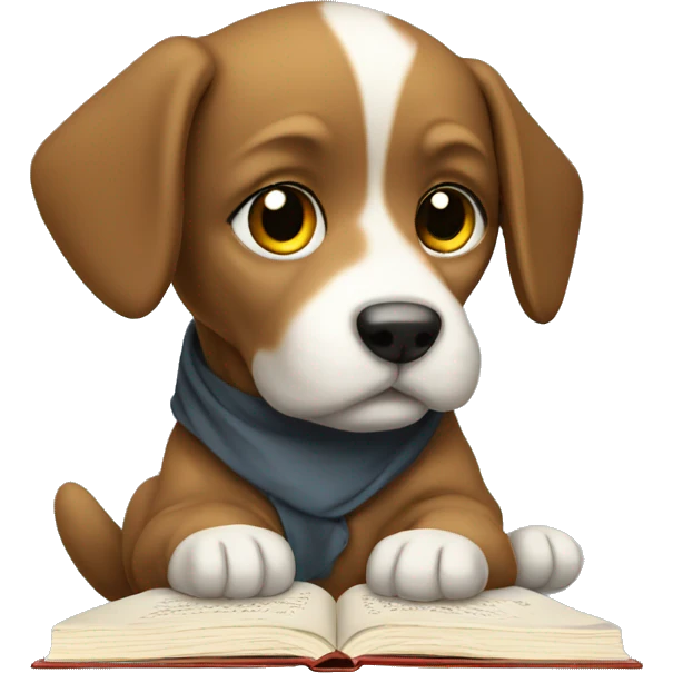 a doA puppy studying emoji