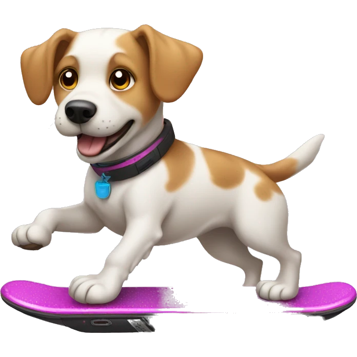 Dog flying on a hoverboard  emoji