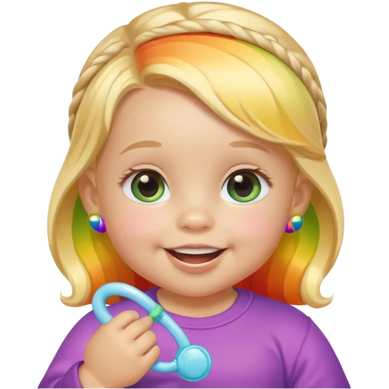 a rainbow skin baby girl with pacifier emoji