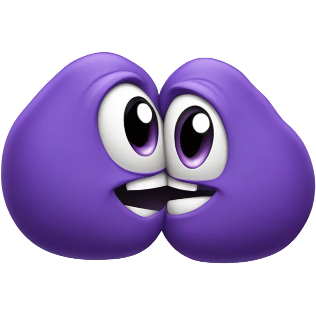Two purple goobers locking lips emoji