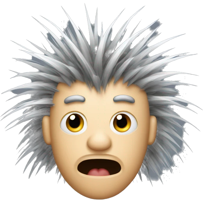 Porcupine man with star eyes looking shocked dizzy static hair emoji