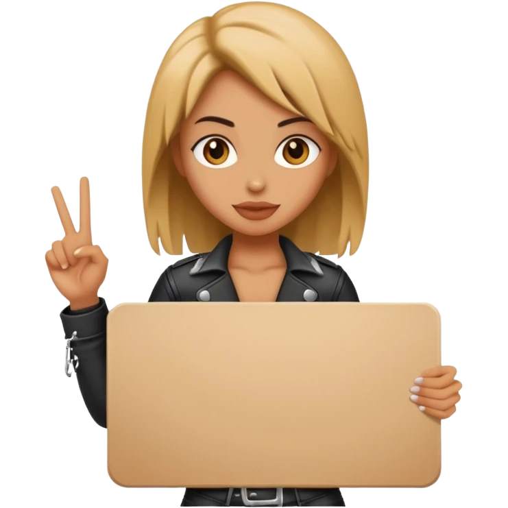 A rocker chick holding a large blank sign emoji