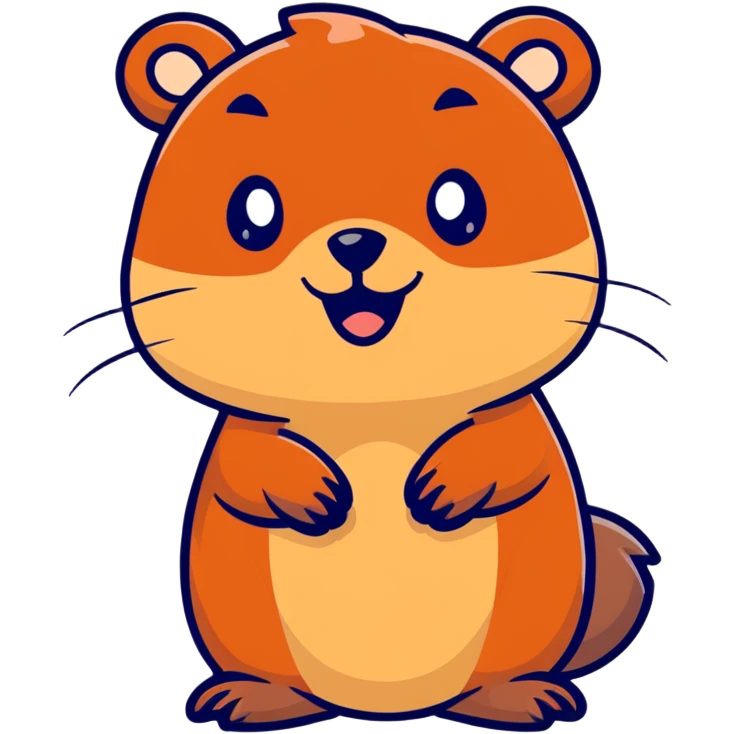 friendly cartoon beaver with flat tail emoji