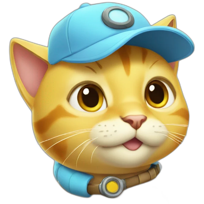Yellow cat with cap of squirtle emoji