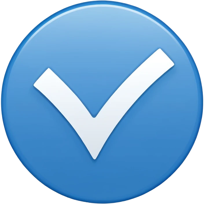 Mavi yuvarlağın içinde beyaz tik emoji