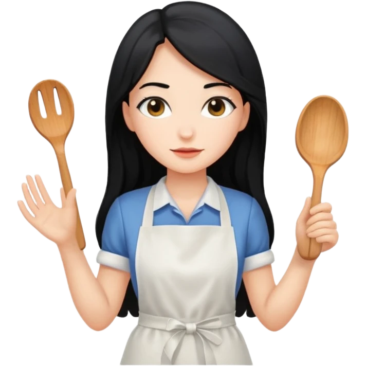 long black hair woman with apron emoji