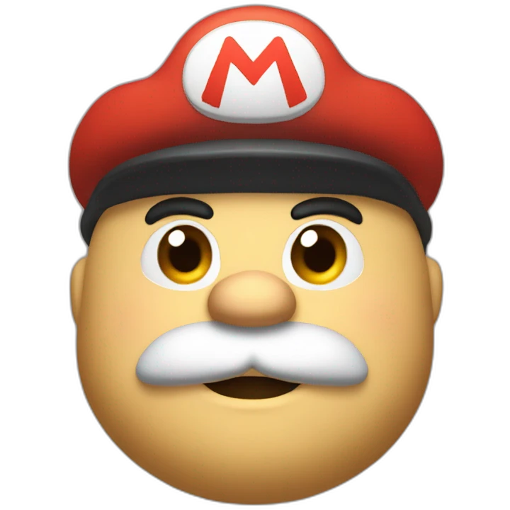Fat man face with a beard With a Super Mario hat emoji