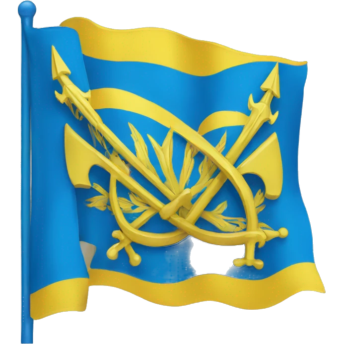 Blue flag with yellow Ukrainian trident in the middle emoji