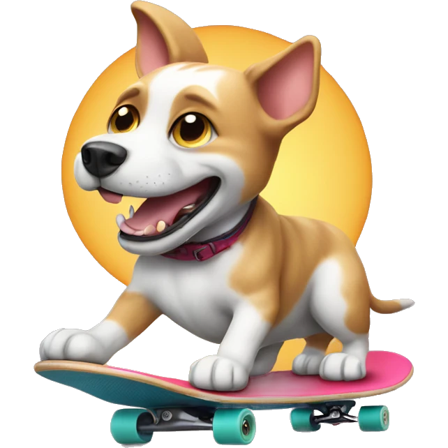 Dog riding a cat skateboard emoji