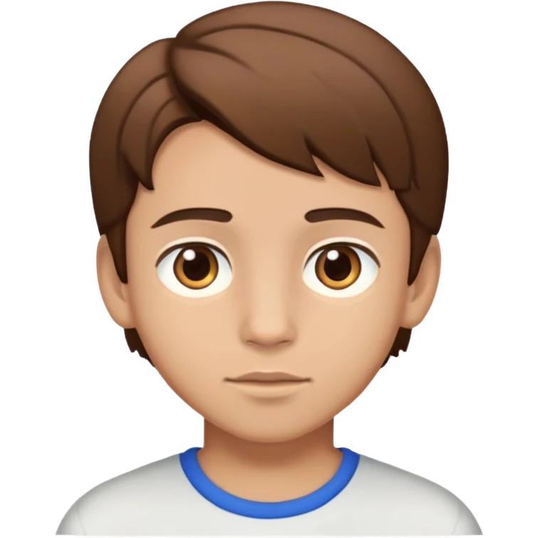 Boy with light skin and brown eyes and brown hair parted in the middle emoji