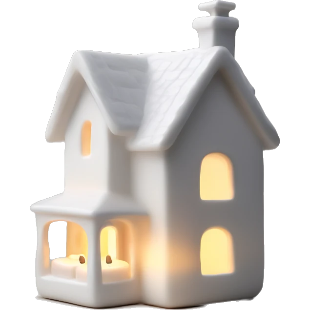 white ceramic home with candle lit ins emoji